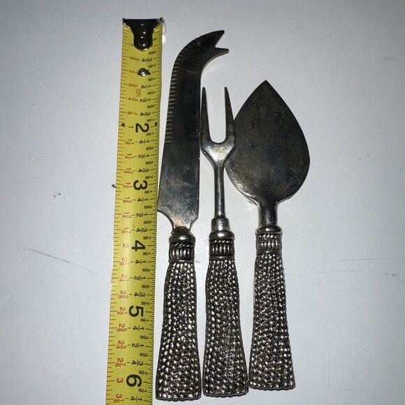 vintage silver plated set Of 3 Charcuterie appetizer rope and tassel style ￼ - Picture 5 of 5